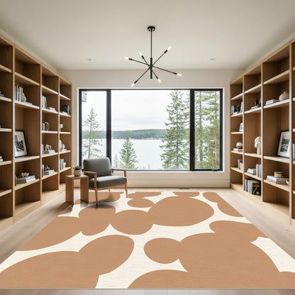Brown Abstract Cloud Organic Shape Rug
