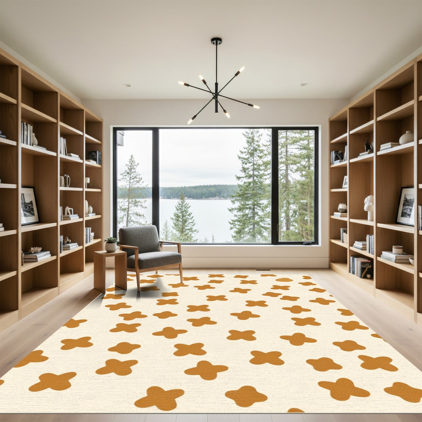 Brown X Shape Scatter Rug