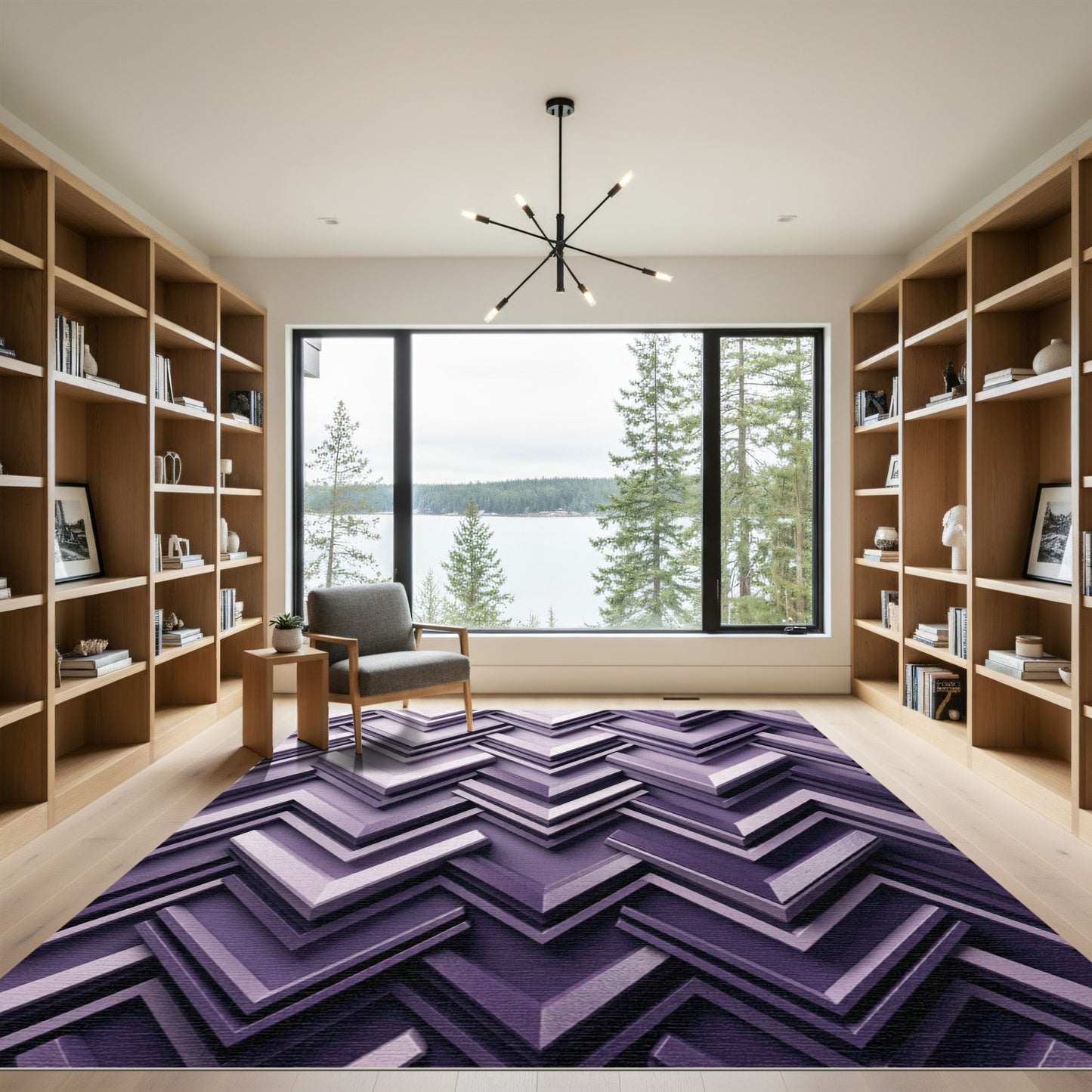 Lavender Zigzag Chevron Layers Rug