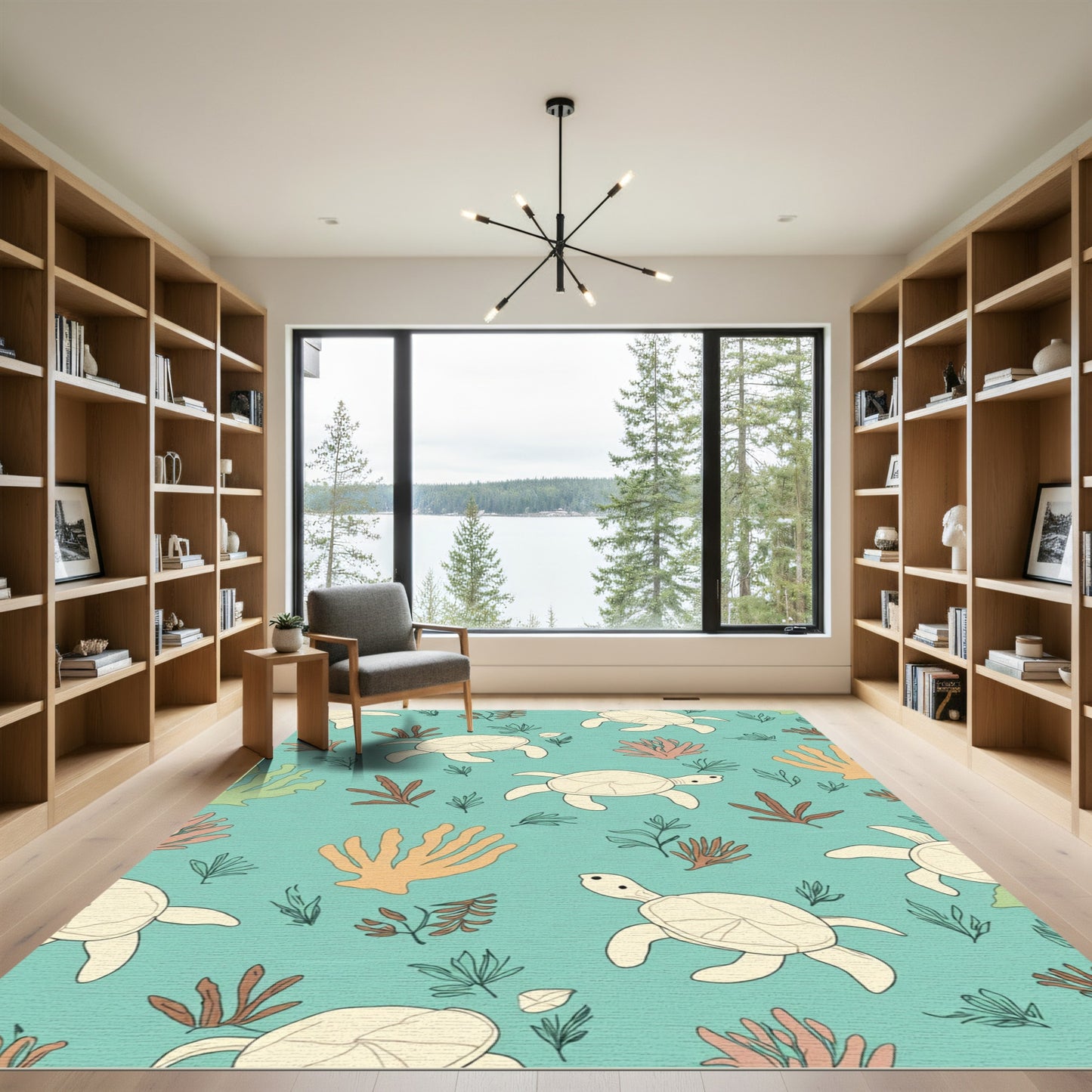 Sea Turtle Coral Reef Pattern Rug