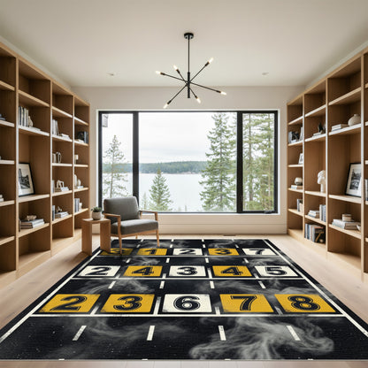 Industrial Numbered Grid Graphic Art Rug