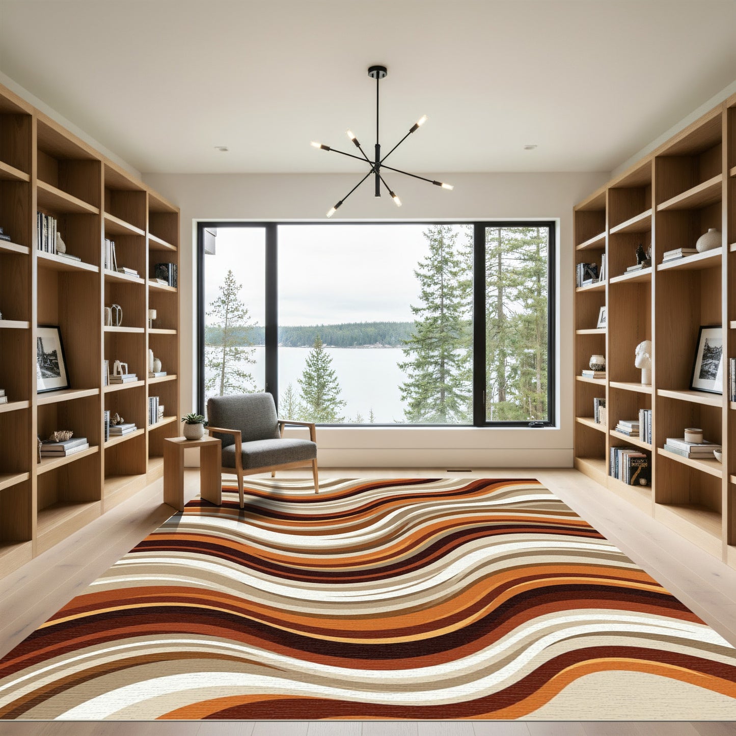 Modern Earthy Wavy Abstract Rug