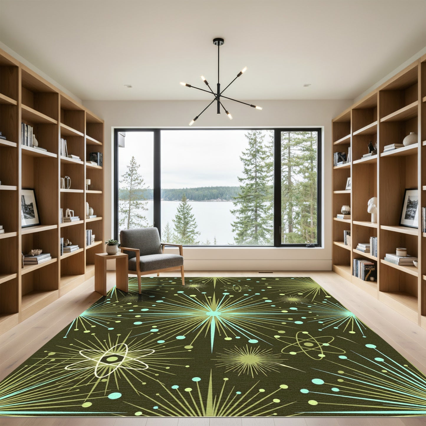 Atomic Starburst Sputnik Teal Rug