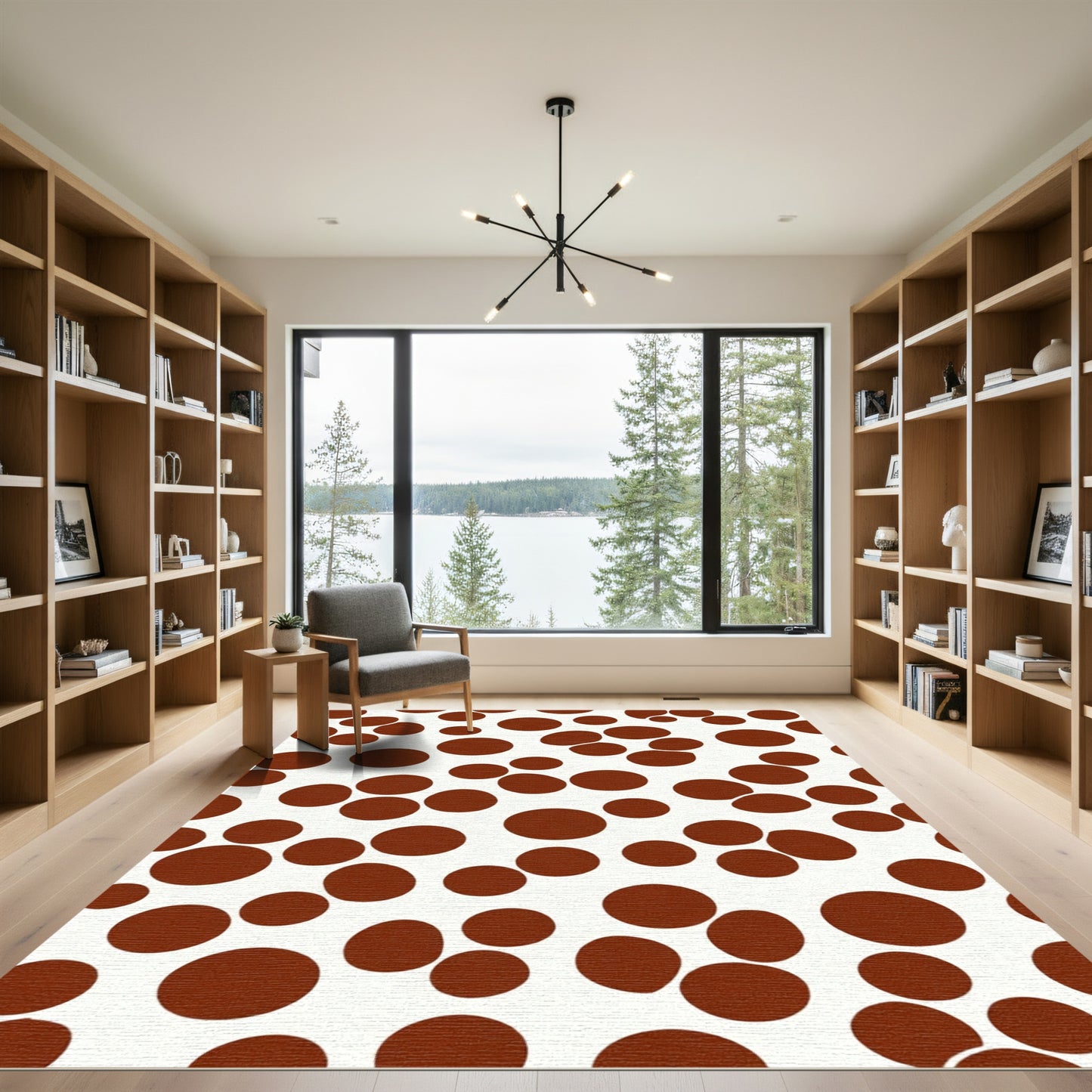 Brown Dot Scattered Composition Rug