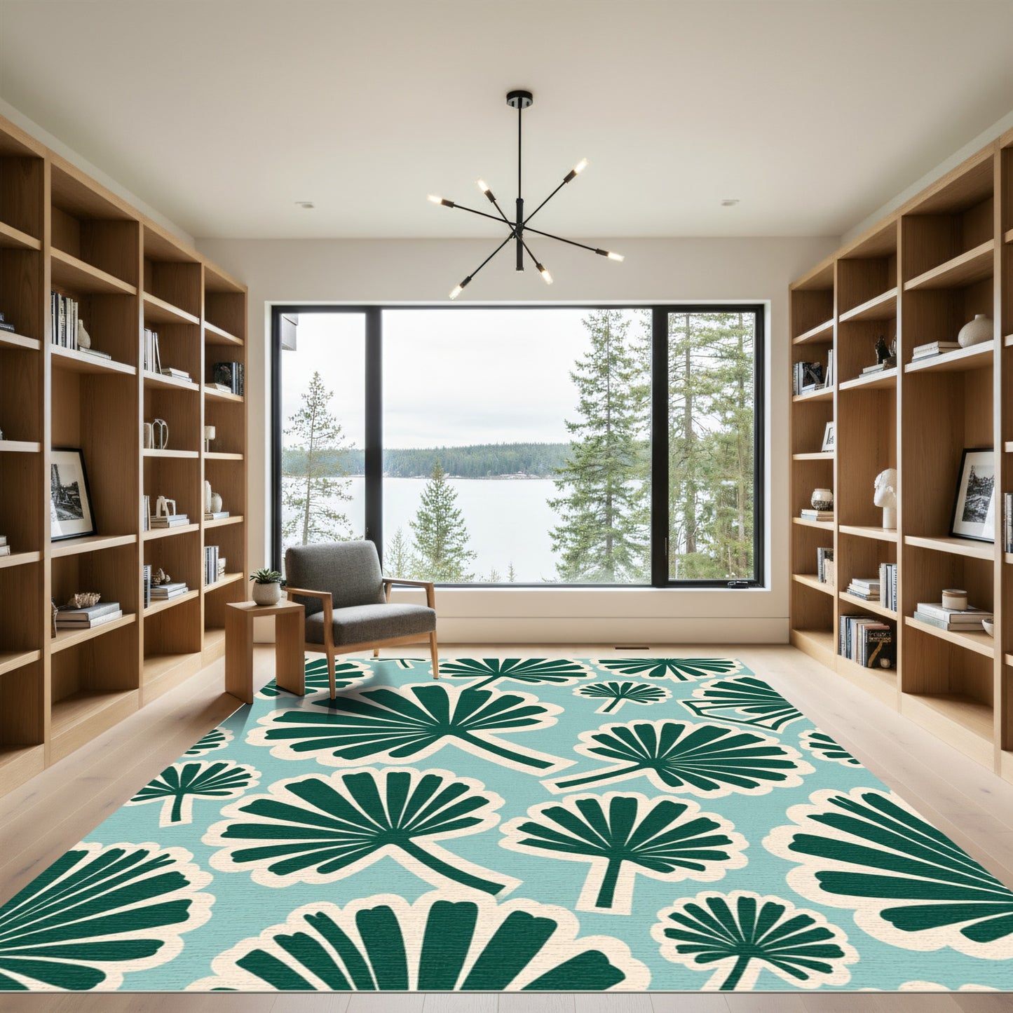 Coastal Green Fan Palm Rug
