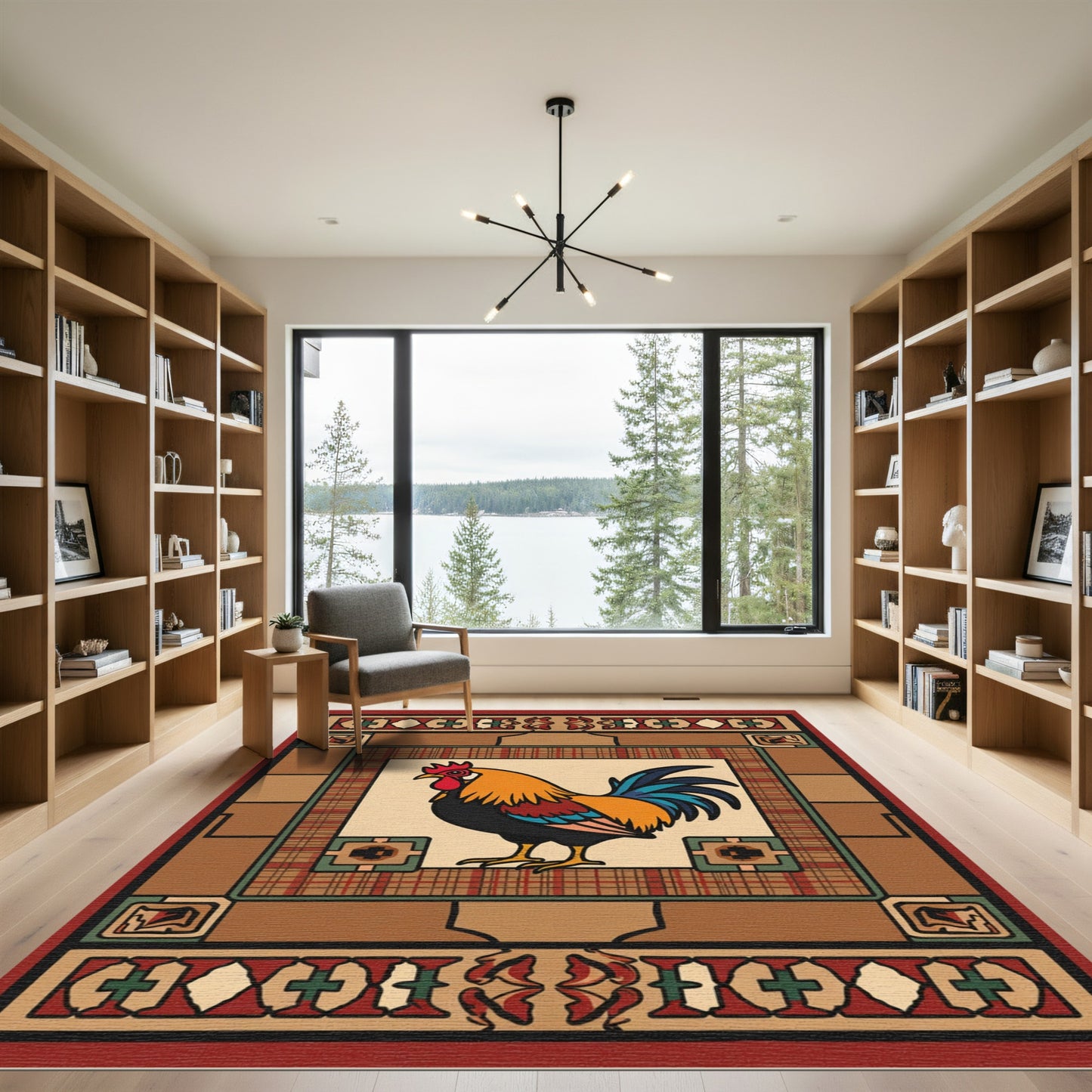 Golden Rooster Tartan Border Rug