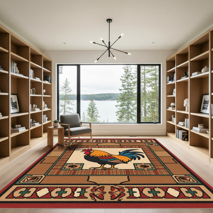 Golden Rooster Tartan Border Rug