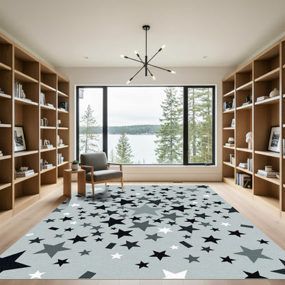 Gray Star Shower Pattern Rug