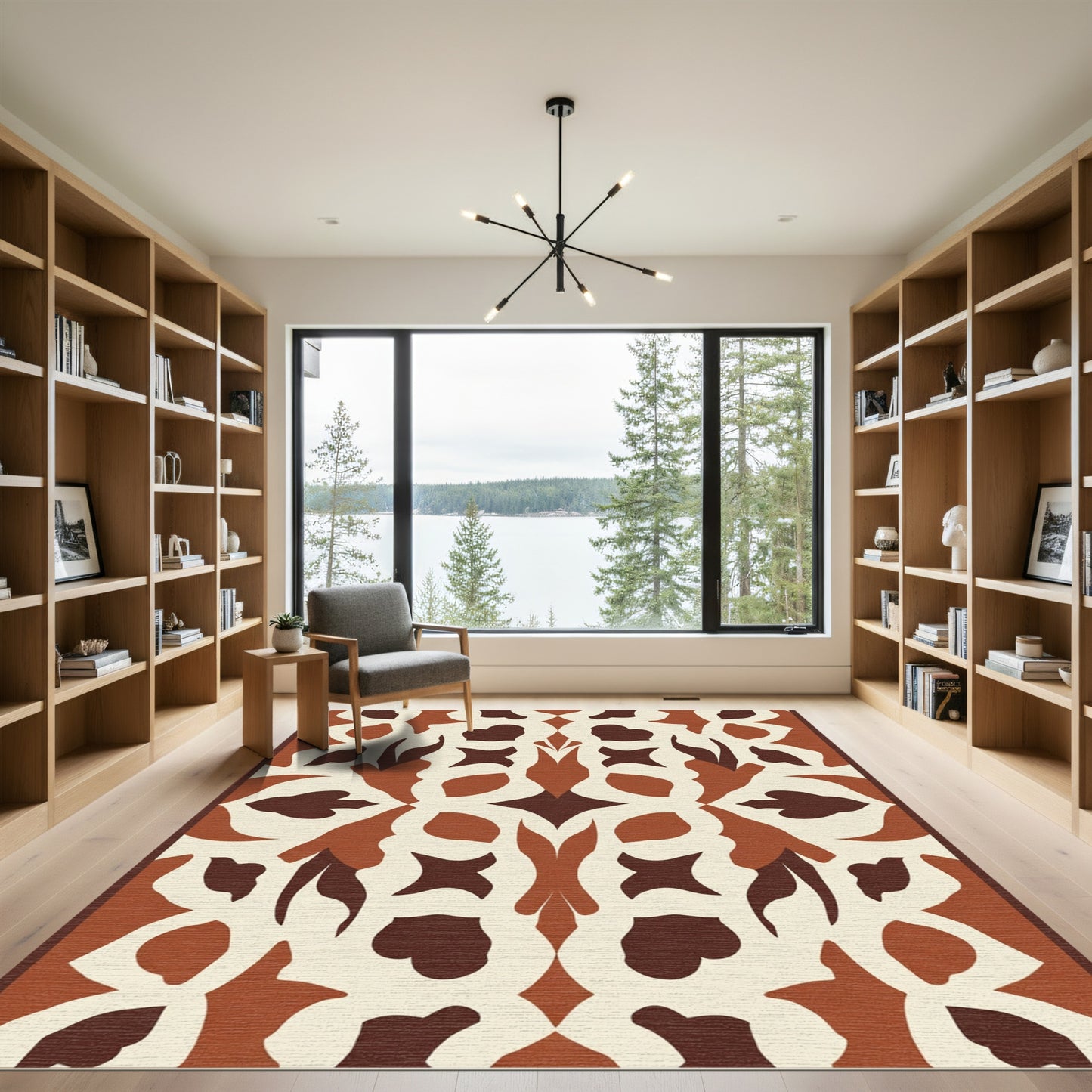 Earthen Tone Abstract Floral Lace Rug