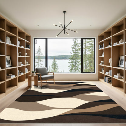 Earthy Tones Abstract Wavy Layers Rug