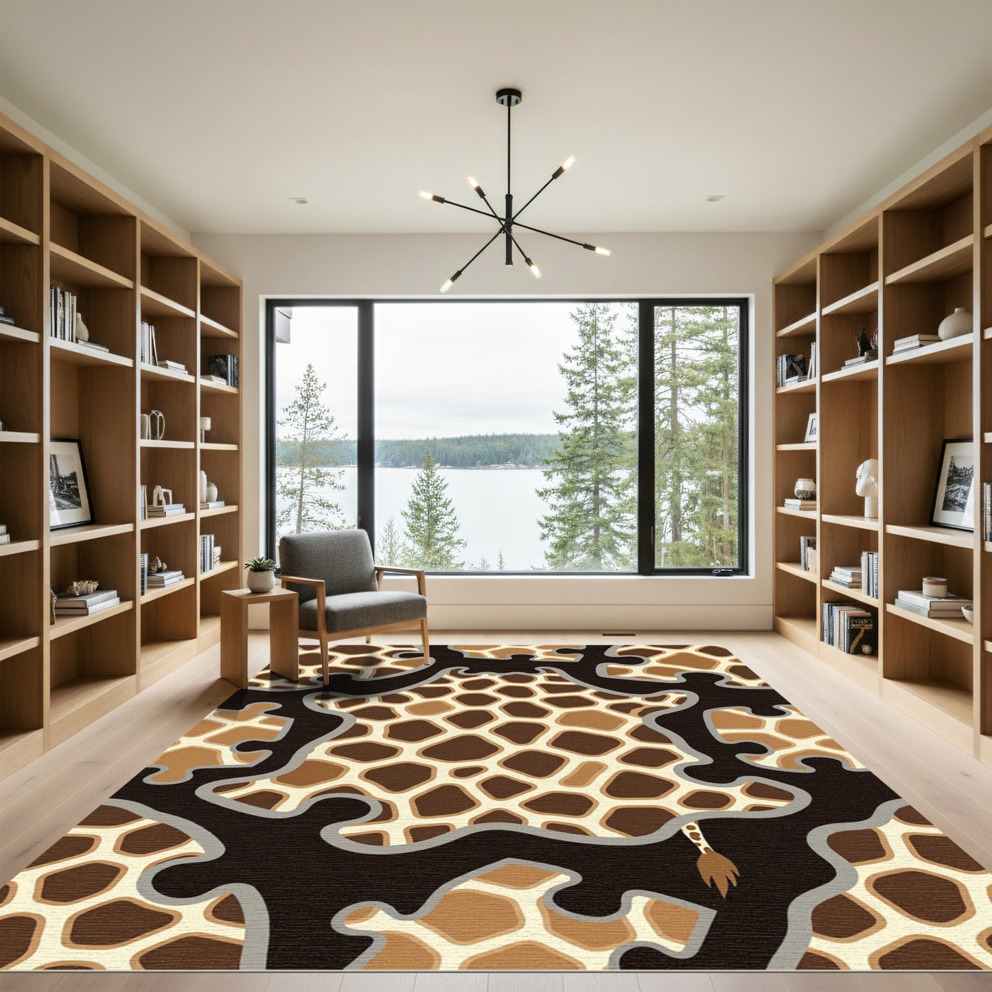 Brown Tan Giraffe Puzzle Pieces Rug