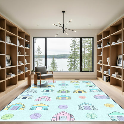 Pastel Houses Repeating Composition Rug