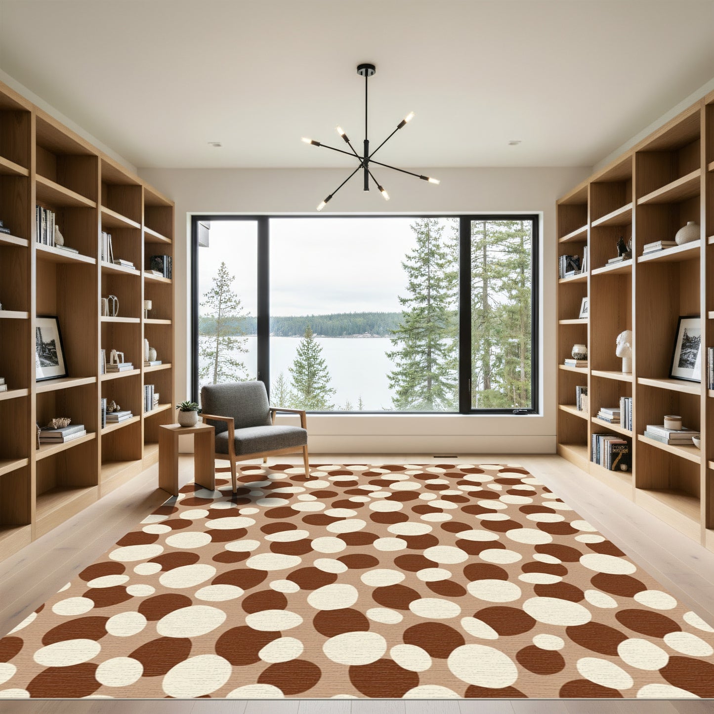 Brown White Pebble Scatter Rug