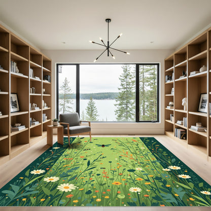 Whimsical Bee Garden Meadow Rug