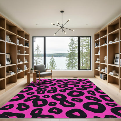 Pink Black Animal Print Spot Rug