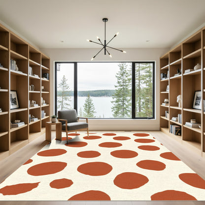 Terracotta Dot Patterned Cream Rug