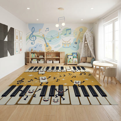 Playful Piano Keys Musical Notes Rug