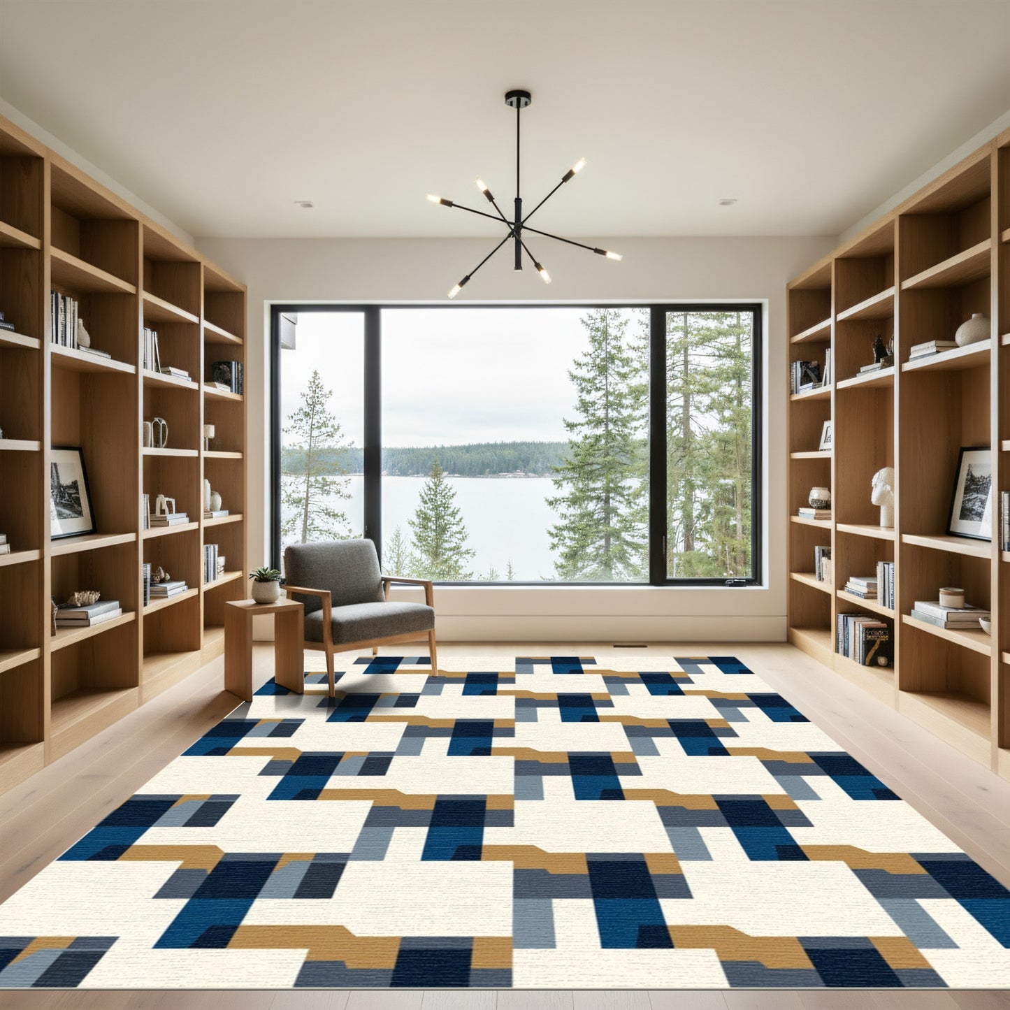 Modern Geometric Interlocking Shapes Rug