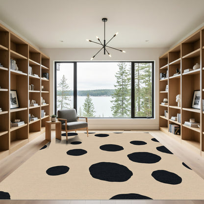 Modern Black Polka Dot Accent Rug