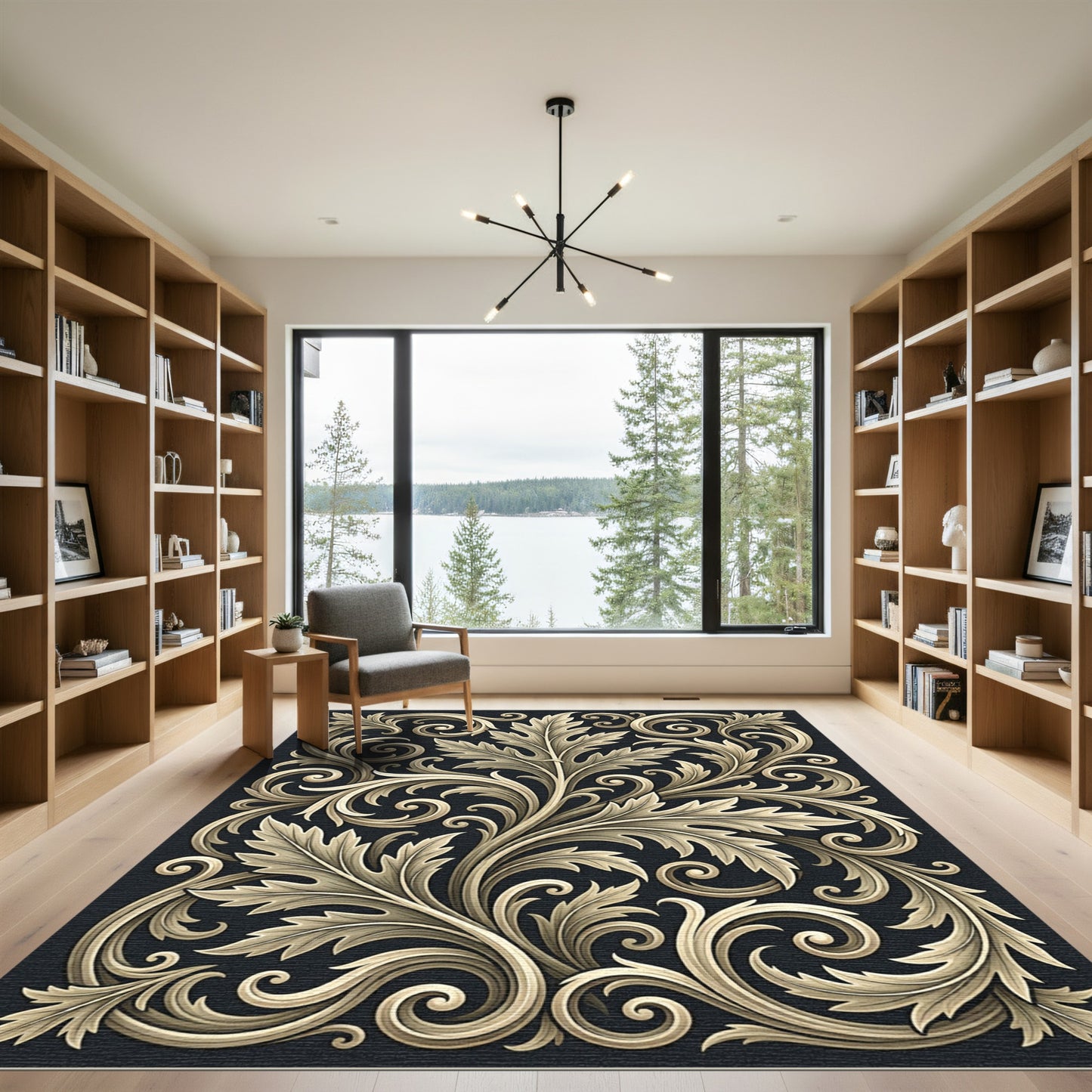 Ornate Gold Acanthus Swirl Rug