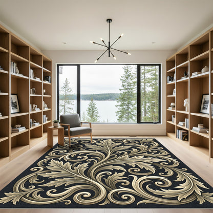 Ornate Gold Acanthus Swirl Rug