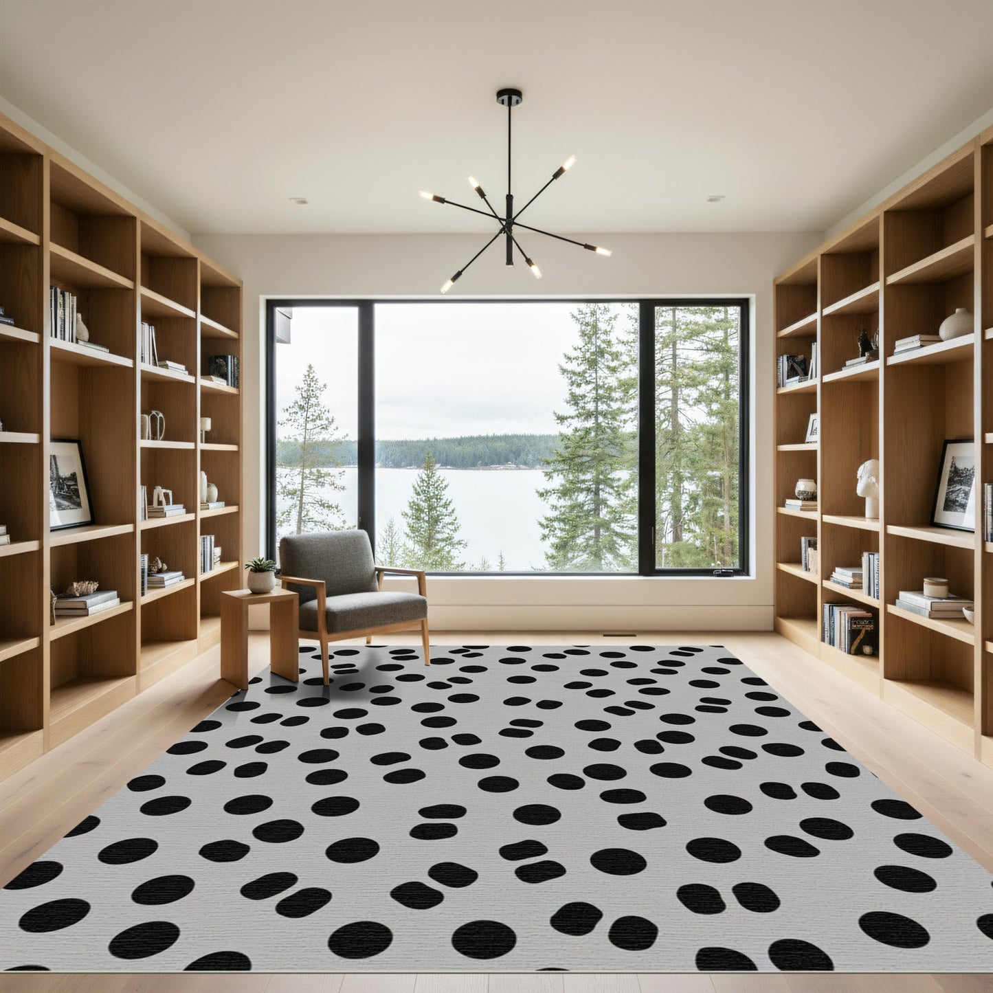 Gray Black Polka Dot Scatter Rug