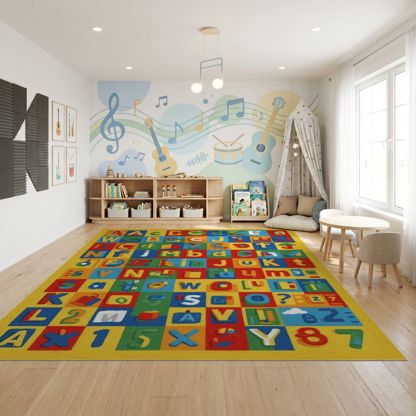 Playful Colorful Alphabet Numbers Rug