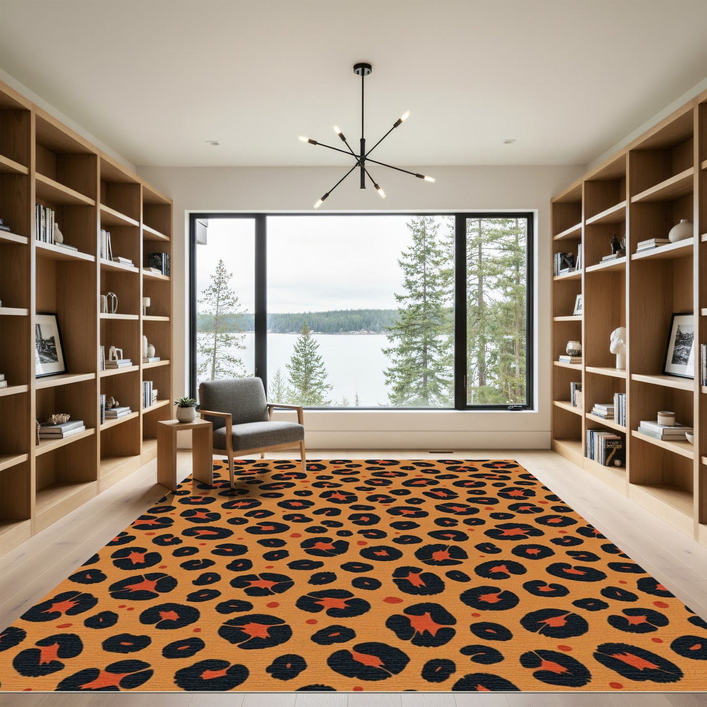 Orange Black Animal Spots Rug