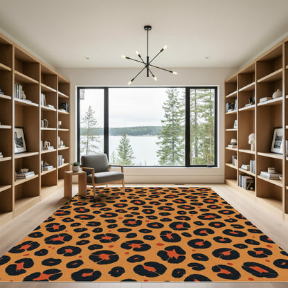 Orange Black Animal Spots Rug