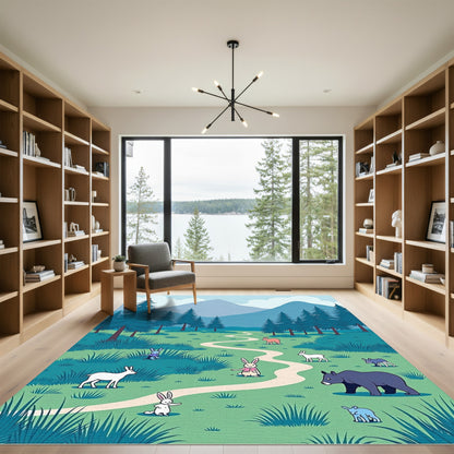 Woodland Animals Winding Path Wonder Rug