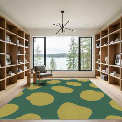 Yellow Blob Contemporary Teal Rug