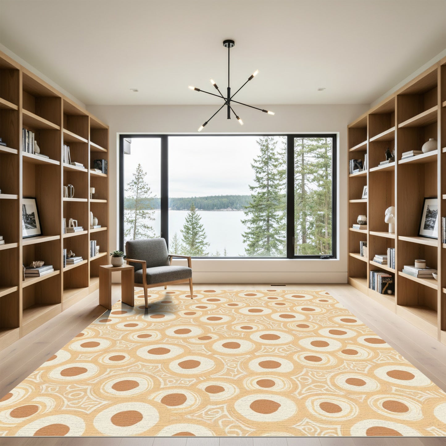 Golden Ochre Concentric Circles Rug