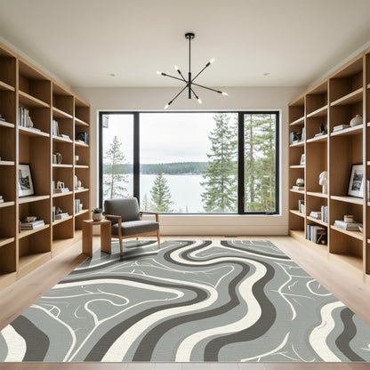 Gray Organic Wavy Band Rug