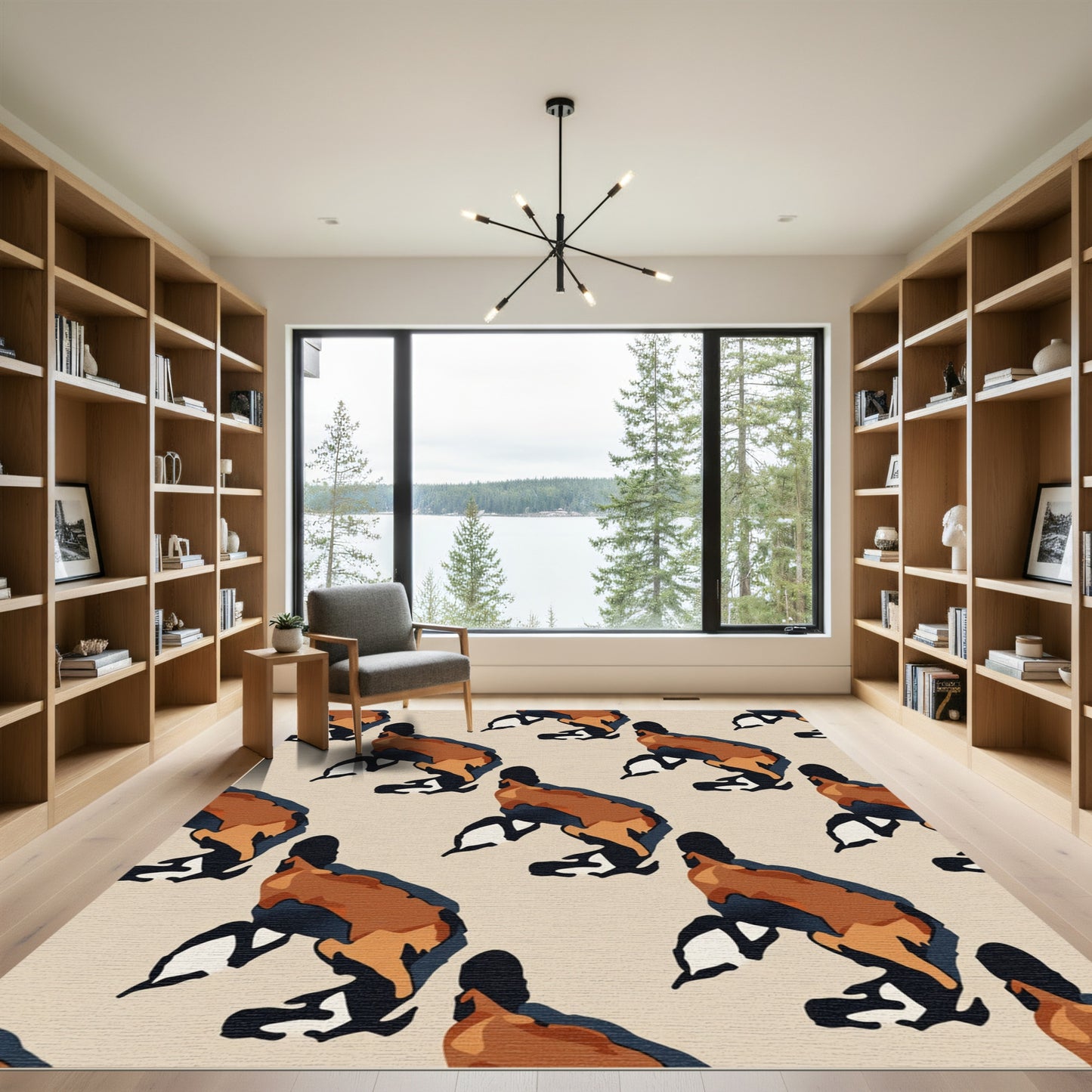 Terra Cotta Abstract Animal Row Rug