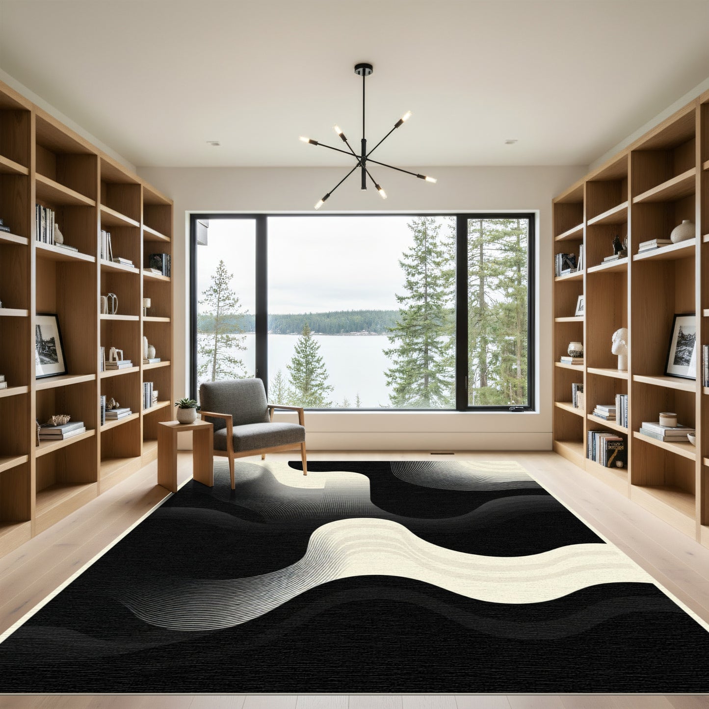 Monochromatic Abstract Flowing Wave Rug