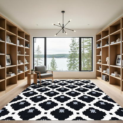 Black and White Abstract Lattice Rug