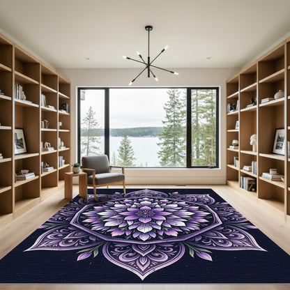 Elegant Purple Floral Mandala Medallion Rug