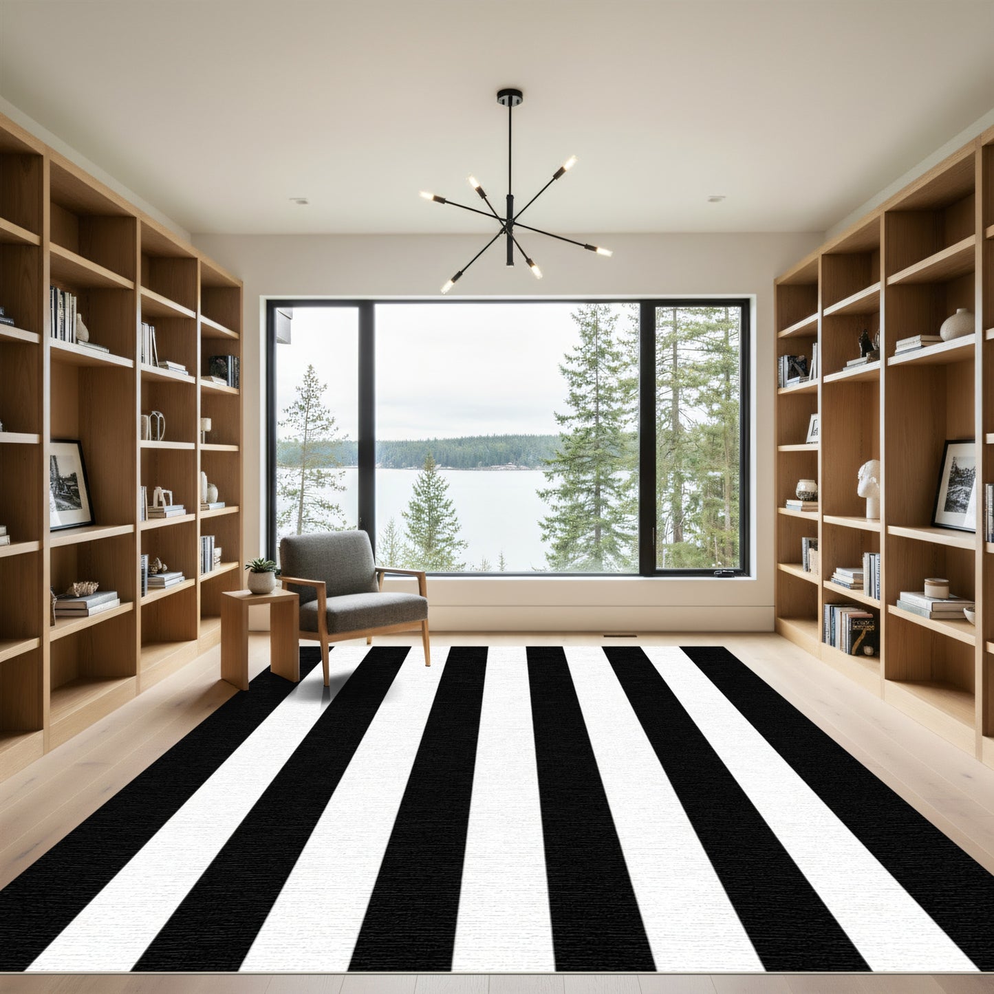 Strong Monochrome Linear Weave Rug