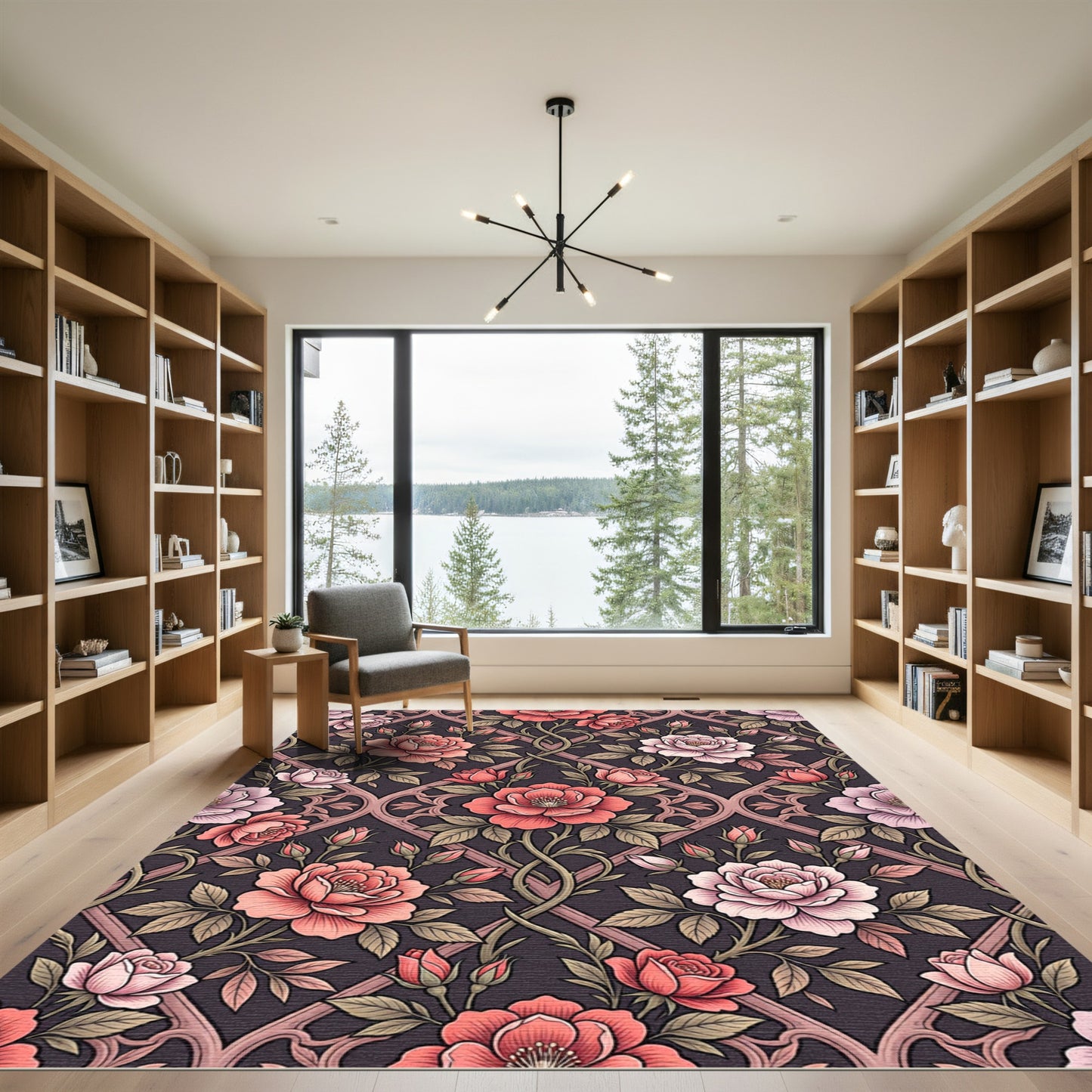 Gothic Rose Vine Lattice Rug