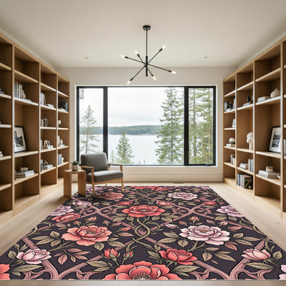 Gothic Rose Vine Lattice Rug