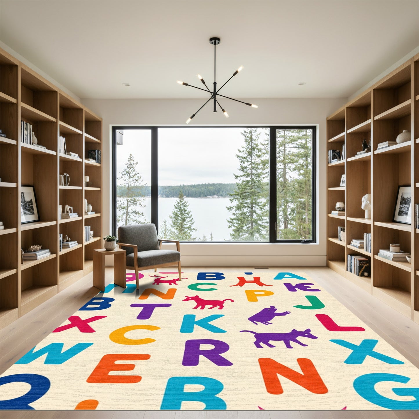 Colorful Alphabet Animals Collage Rug