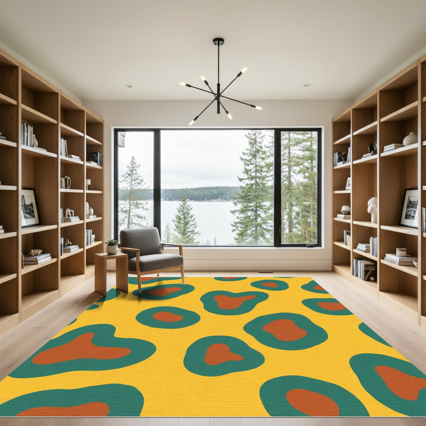Burnt Orange Teal Abstract Spots Rug