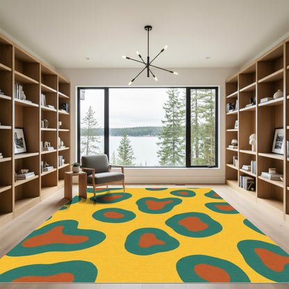 Burnt Orange Teal Abstract Spots Rug