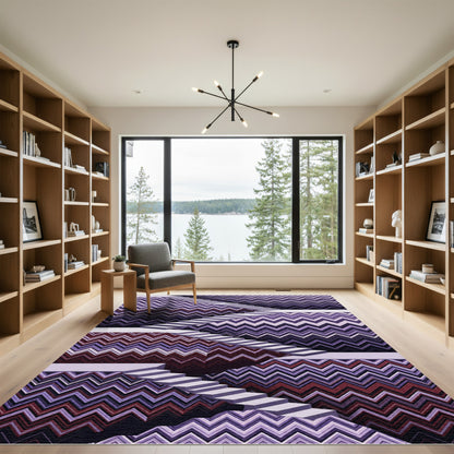 Purple Chevron Staircase Illusion Rug