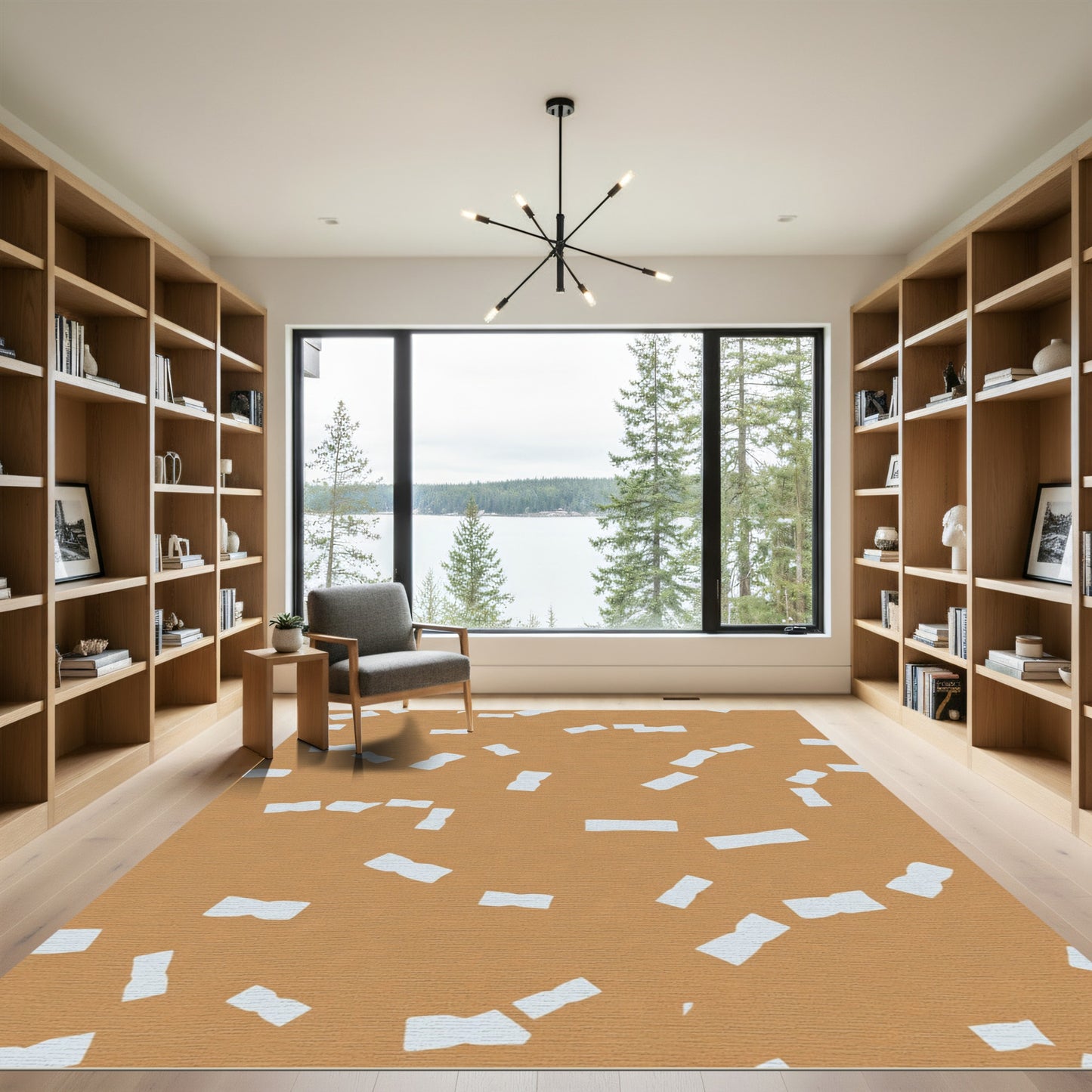 Amber Tan Abstract Shapes Rug
