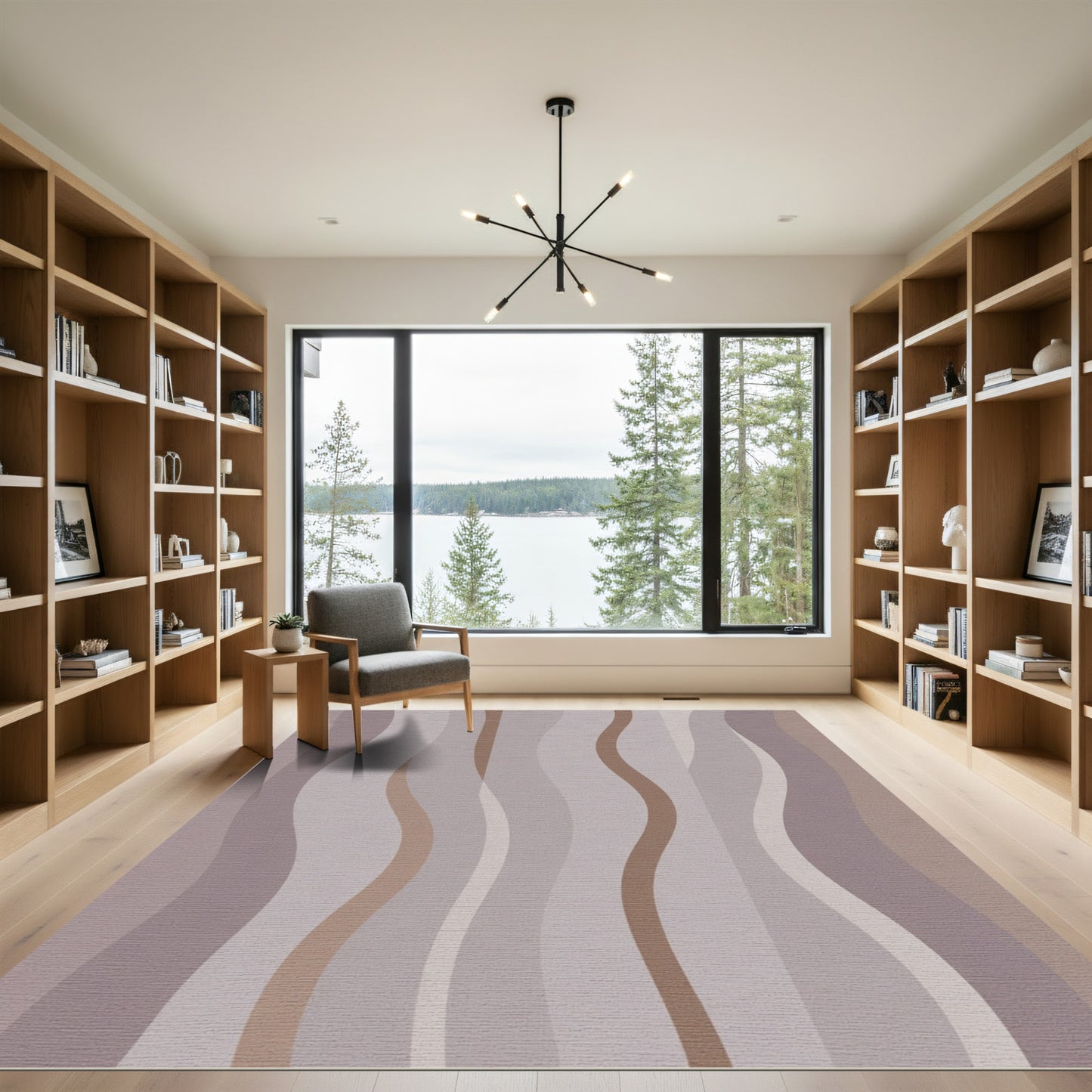 Soft Purple Brown Wavy Stripes Rug