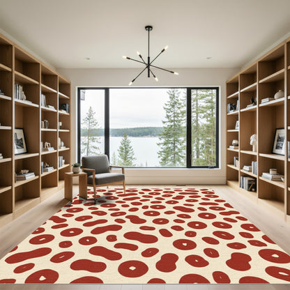 Crimson Blob Spot Scatter Rug