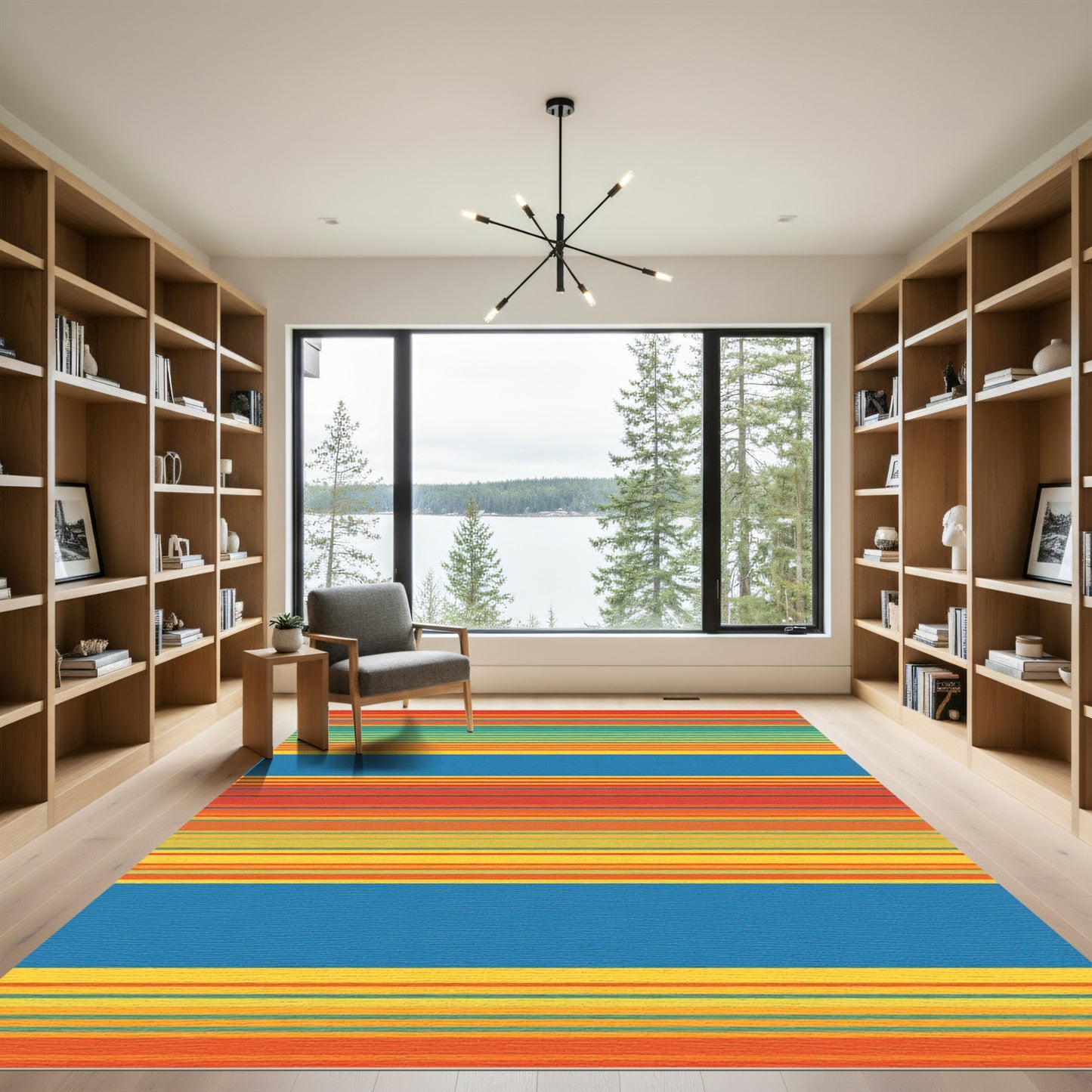 Vibrant Sunset Stripe Area Rug
