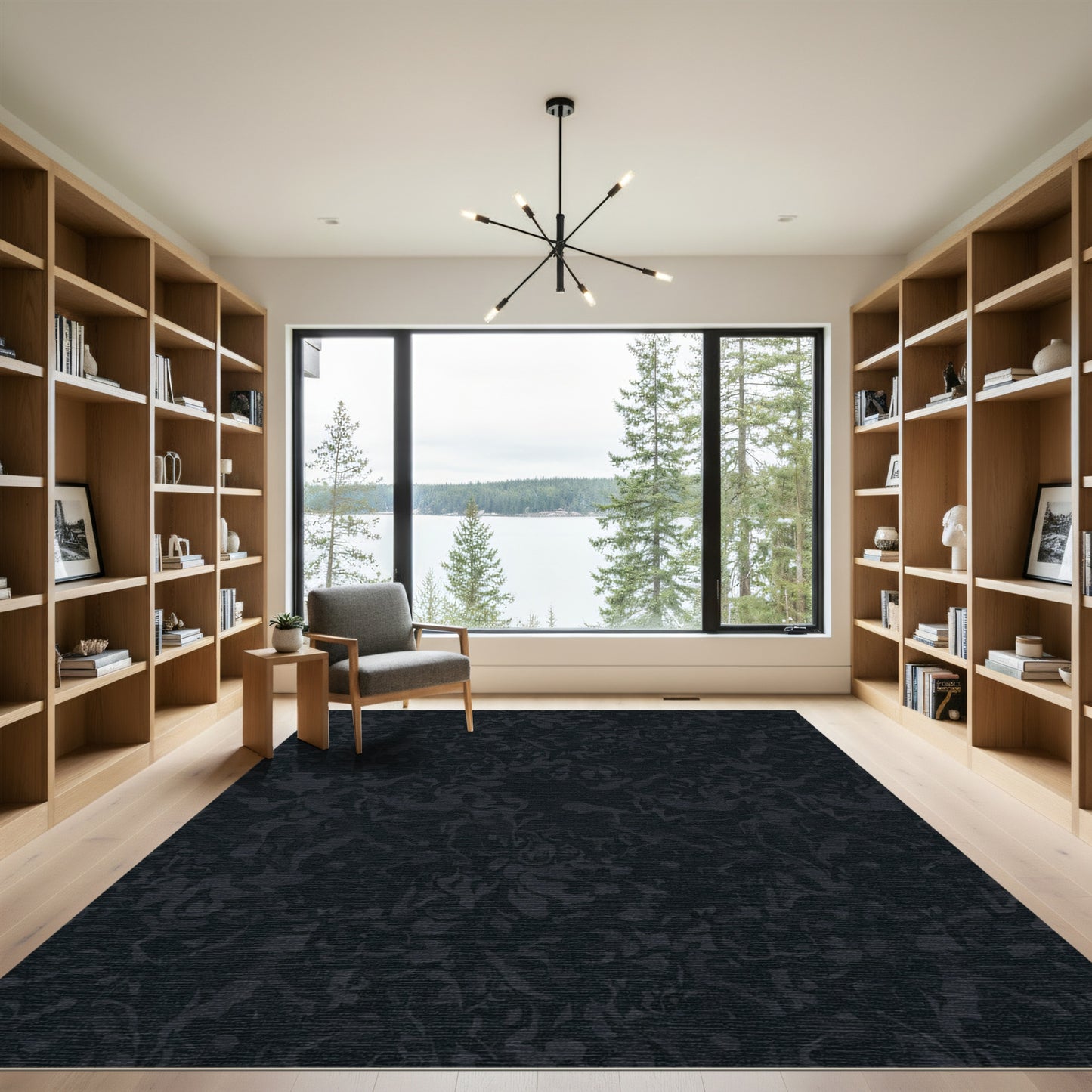 Dark Gray Organic Swirl Rug