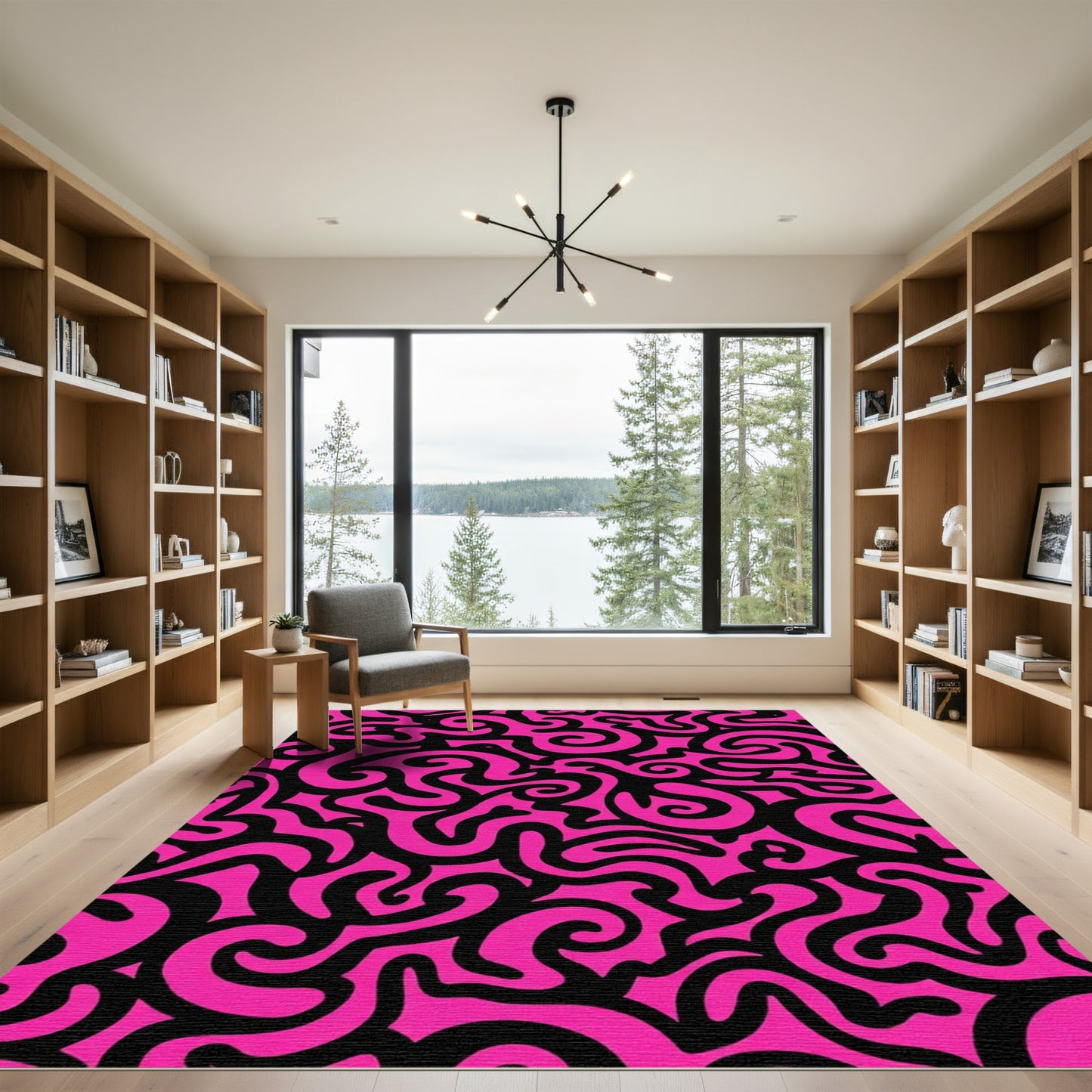 Hot Pink Swirls Abstract Graphic Rug